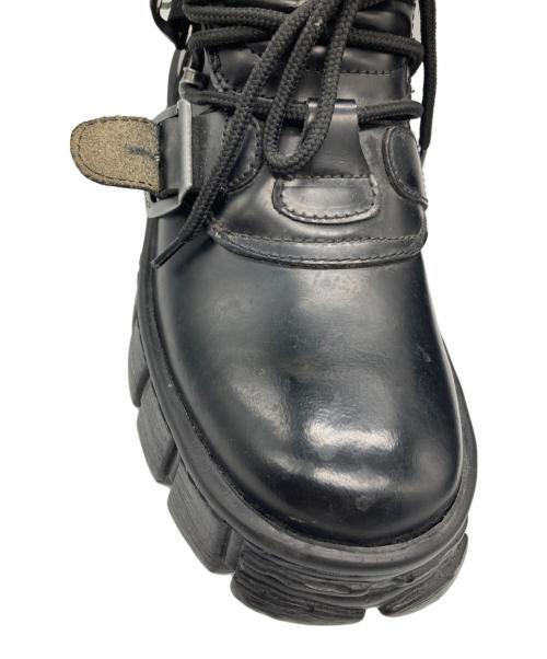 NEW ROCK（ニューロック）NEW ROCK (ニューロック) 厚底ベルトデザインブーツ ブラック サイズ:38の古着・服飾アイテム