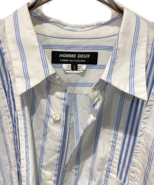 COMME des GARCONS HOMME DEUX（コムデギャルソン オム ドゥ）COMME des GARCONS HOMME DEUX (コムデギャルソン オム ドゥ) ストライプシャツ ホワイト×ブルー サイズ:Lの古着・服飾アイテム