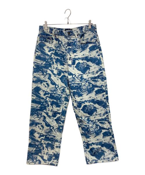 SUPREME（シュプリーム）SUPREME (シュプリーム) Hysteric Glamour (ヒステリックグラマー) 24FW Cars Baggy Jean インディゴ×ホワイト サイズ:W30の古着・服飾アイテム
