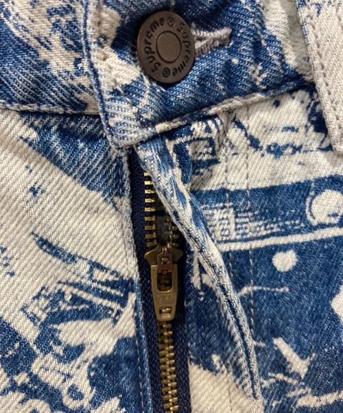 SUPREME（シュプリーム）SUPREME (シュプリーム) Hysteric Glamour (ヒステリックグラマー) 24FW Cars Baggy Jean インディゴ×ホワイト サイズ:W30の古着・服飾アイテム