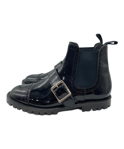 tricot COMME des GARCONS（トリココムデギャルソン）tricot COMME des GARCONS (トリココムデギャルソン) ベルトエナメルサイドゴアブーツ ブラック サイズ:22の古着・服飾アイテム