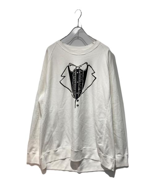 TAKAHIROMIYASHITA TheSoloIst.（タカヒロミヤシタ ザソロイスト）TAKAHIROMIYASHITA TheSoloIst. (タカヒロミヤシタ ザソロイスト) trompe l'oeil tuxedo oversized crewneck sweatshirt. ホワイト サイズ:46の古着・服飾アイテム