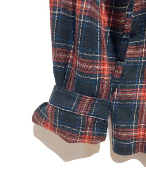 GUCCI（グッチ）GUCCI (グッチ) ボウタイチェックシャツ レッド×ネイビー サイズ:50の古着・服飾アイテム