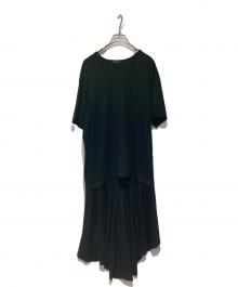 COMME des GARCONS HOMME PLUS（コムデギャルソンオムプリュス）の古着「レイヤードフリルデザインロングドレスTシャツ」｜ブラック