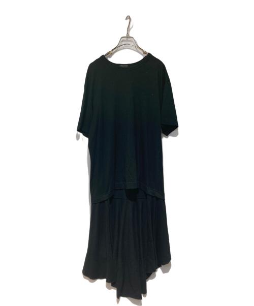 COMME des GARCONS HOMME PLUS（コムデギャルソンオムプリュス）COMME des GARCONS HOMME PLUS (コムデギャルソンオムプリュス) レイヤードフリルデザインロングドレスTシャツ ブラック サイズ:Ｌの古着・服飾アイテム