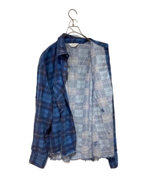 UNUSED（アンユーズド）UNUSED (アンユーズド) damage check nel shirt ブルー サイズ:4の古着・服飾アイテム