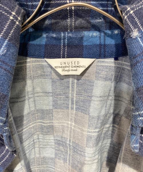 UNUSED（アンユーズド）UNUSED (アンユーズド) damage check nel shirt ブルー サイズ:4の古着・服飾アイテム