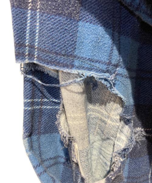 UNUSED（アンユーズド）UNUSED (アンユーズド) damage check nel shirt ブルー サイズ:4の古着・服飾アイテム