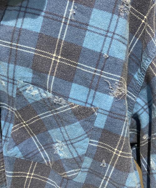 UNUSED（アンユーズド）UNUSED (アンユーズド) damage check nel shirt ブルー サイズ:4の古着・服飾アイテム