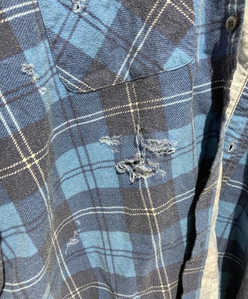 UNUSED（アンユーズド）UNUSED (アンユーズド) damage check nel shirt ブルー サイズ:4の古着・服飾アイテム