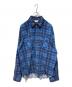 UNUSED（アンユーズド）の古着「damage check nel shirt」｜ブルー