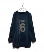 MM6 Maison Margielaエムエムシックスメゾンマルジェラ）の古着「ロゴプリント クルーネックスウェット」｜ブラック