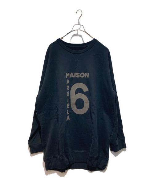 MM6 Maison Margiela（エムエムシックスメゾンマルジェラ）MM6 Maison Margiela (エムエムシックスメゾンマルジェラ) ロゴプリント クルーネックスウェット ブラック サイズ:Ｌの古着・服飾アイテム