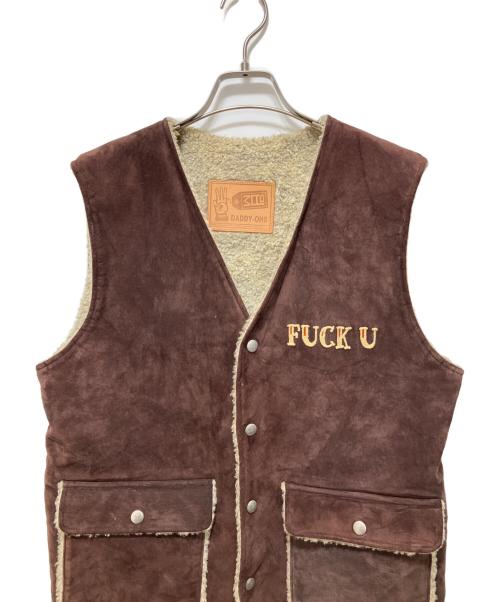 WIRED（ワイアード）WIRED (ワイアード) FUCKUワッペンベスト ブラウン サイズ:Lの古着・服飾アイテム