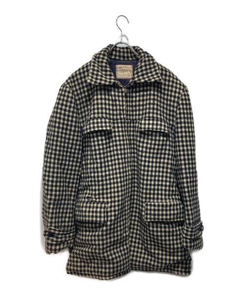 CHIPPEWA（チペワ）CHIPPEWA (チペワ) チェックジップジャケット ブラック×ベージュ サイズ:Mの古着・服飾アイテム