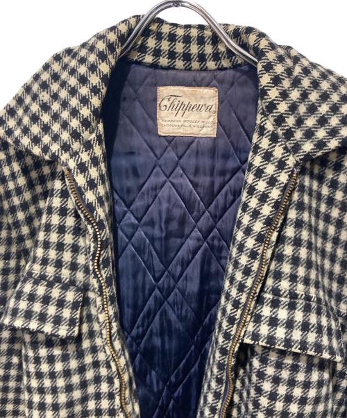 CHIPPEWA（チペワ）CHIPPEWA (チペワ) チェックジップジャケット ブラック×ベージュ サイズ:Mの古着・服飾アイテム