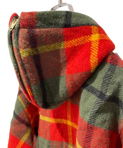 Buck Skein Brand（バックスキンブランド）Buck Skein Brand (バックスキンブランド) ウールチェックアノラックパーカー レッド×グリーン サイズ:Mの古着・服飾アイテム