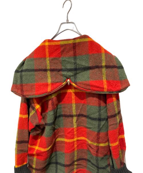 Buck Skein Brand（バックスキンブランド）Buck Skein Brand (バックスキンブランド) ウールチェックアノラックパーカー レッド×グリーン サイズ:Mの古着・服飾アイテム