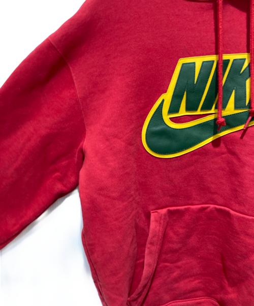 SUPREME（シュプリーム）SUPREME (シュプリーム) NIKE (ナイキ) LEATHER APPLIQUE HOODED SWEATSHIRT レッド サイズ:Sの古着・服飾アイテム