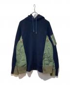 sacaiサカイ）の古着「Sponge Sweat x MA-1 Hoodie」｜カーキ×ネイビー