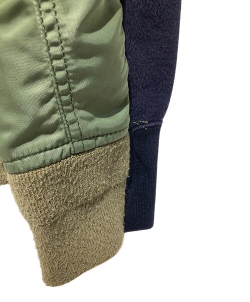 sacai（サカイ）sacai (サカイ) Sponge Sweat x MA-1 Hoodie カーキ×ネイビー サイズ:Mの古着・服飾アイテム