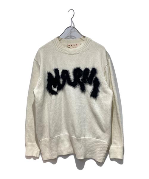 MARNI（マルニ）MARNI (マルニ) ショットランドウールナイロンクルーネックニット ホワイト サイズ:40の古着・服飾アイテム