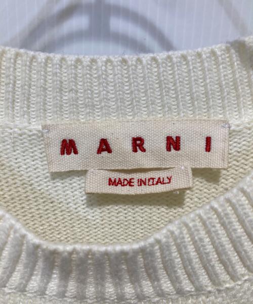 MARNI（マルニ）MARNI (マルニ) ショットランドウールナイロンクルーネックニット ホワイト サイズ:40の古着・服飾アイテム