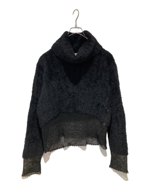 ISSEY MIYAKE（イッセイミヤケ）ISSEY MIYAKE (イッセイミヤケ) 90s レース切替タートルネックニット ブラック サイズ:Mの古着・服飾アイテム