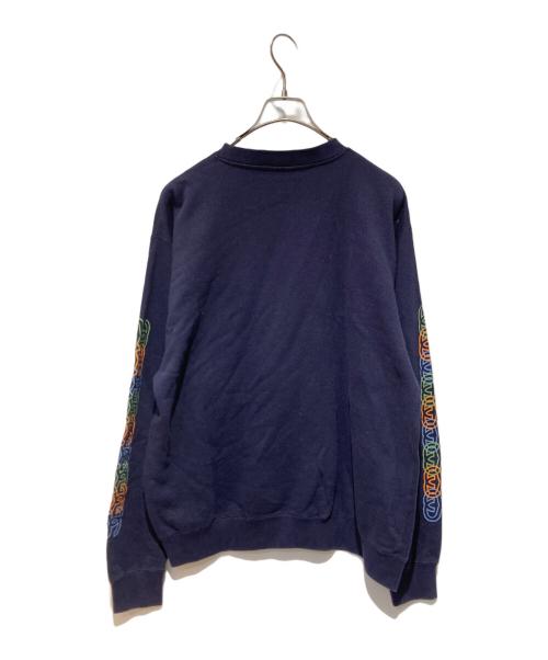 stussy（ステューシー）stussy (ステューシー) 90s SSリンク袖ロゴプリントスウェット ネイビー サイズ:Mの古着・服飾アイテム