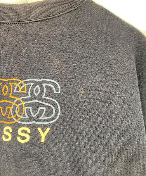 stussy（ステューシー）stussy (ステューシー) 90s SSリンク袖ロゴプリントスウェット ネイビー サイズ:Mの古着・服飾アイテム