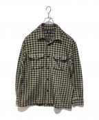 stussyステューシー）の古着「90s チェックオープンカラーシャツ」｜ベージュ×ブラック