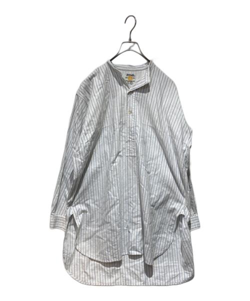 Relialle（ー）Relialle (ー) 40s ストライプバンドカラーロングシャツ ホワイト×ブルー サイズ:表記無しの古着・服飾アイテム