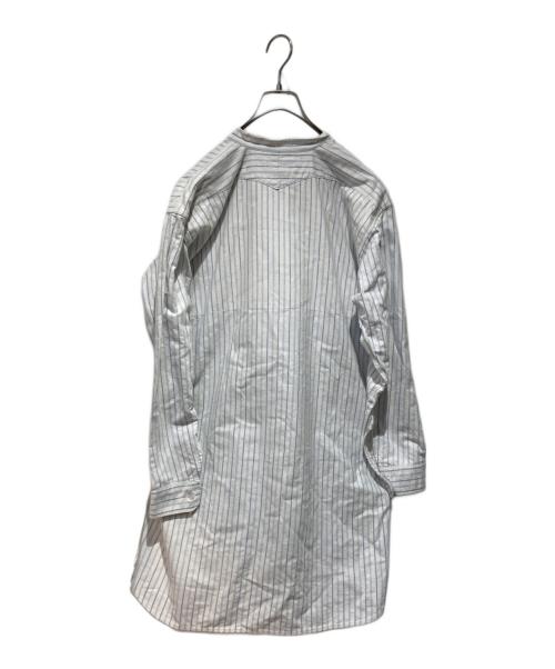 Relialle（ー）Relialle (ー) 40s ストライプバンドカラーロングシャツ ホワイト×ブルー サイズ:表記無しの古着・服飾アイテム