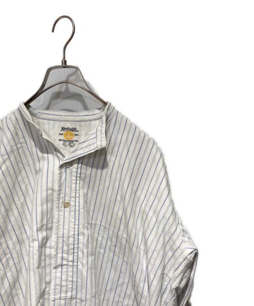 Relialle（ー）Relialle (ー) 40s ストライプバンドカラーロングシャツ ホワイト×ブルー サイズ:表記無しの古着・服飾アイテム