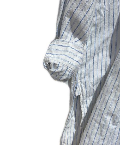 Relialle（ー）Relialle (ー) 40s ストライプバンドカラーロングシャツ ホワイト×ブルー サイズ:表記無しの古着・服飾アイテム