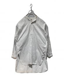 Wheatsheat（ウィートシーフ）の古着「40s ストライプバンドカラーロングシャツ」｜ブルー×ホワイト