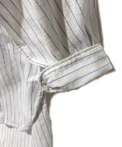 Wheatsheat（ウィートシーフ）Wheatsheat (ウィートシーフ) 40s ストライプバンドカラーロングシャツ ブルー×ホワイト サイズ:不明の古着・服飾アイテム