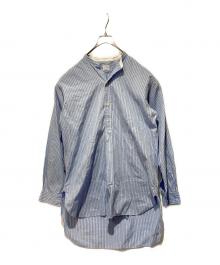 USED（ユーズド）の古着「40s ストライプバンドカラーロングシャツ」｜ブルー