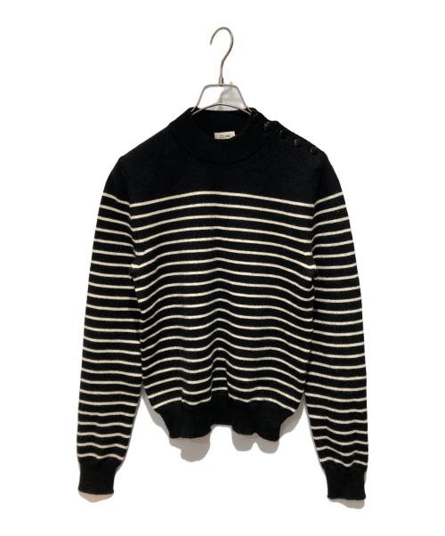 CELINE（セリーヌ）CELINE (セリーヌ) ショルダーボタンボーダーニット ブラック サイズ:Sの古着・服飾アイテム