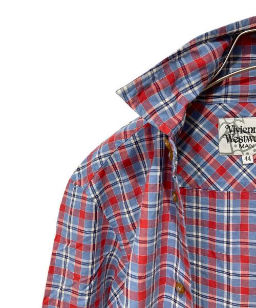 Vivienne Westwood man（ヴィヴィアン ウェストウッド マン）Vivienne Westwood man (ヴィヴィアン ウェストウッド マン) チェックシャツ レッド×ブルー サイズ:44の古着・服飾アイテム