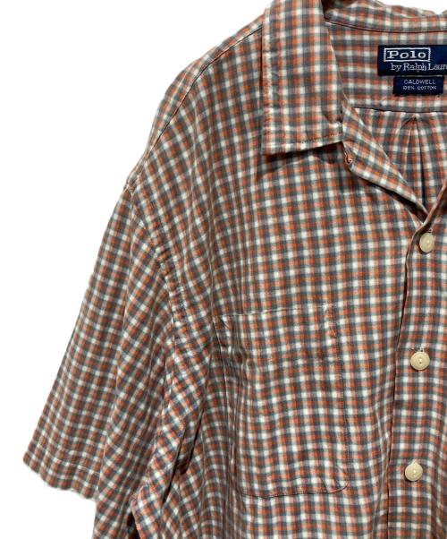 POLO RALPH LAUREN（ポロ・ラルフローレン）POLO RALPH LAUREN (ポロ・ラルフローレン) 90s CALDWELL オープンカラーチェックシャツ オレンジ×グレー サイズ:XLの古着・服飾アイテム