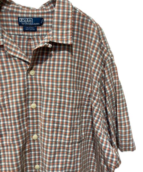 POLO RALPH LAUREN（ポロ・ラルフローレン）POLO RALPH LAUREN (ポロ・ラルフローレン) 90s CALDWELL オープンカラーチェックシャツ オレンジ×グレー サイズ:XLの古着・服飾アイテム