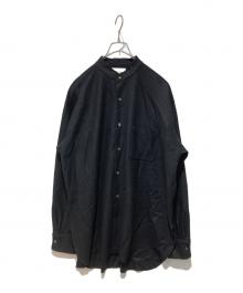 MARKAWARE（マーカウェア）の古着「COMFORT FIT BANDCOLLAR SHIRT ORGANIC WOOL CIRCULAR」｜ブラック