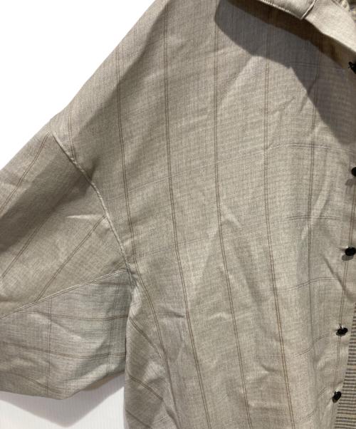 nonnotte（ノノット）nonnotte (ノノット) Wool/Silk Ghost Plaid Draping Open Collar Shirt Type A グレー サイズ:４の古着・服飾アイテム