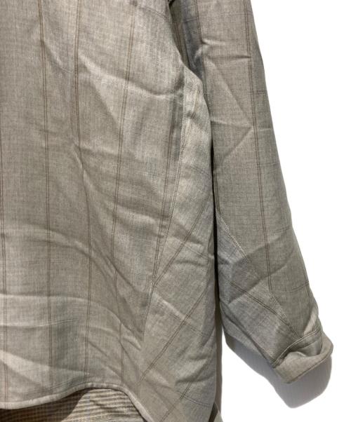 nonnotte（ノノット）nonnotte (ノノット) Wool/Silk Ghost Plaid Draping Open Collar Shirt Type A グレー サイズ:４の古着・服飾アイテム
