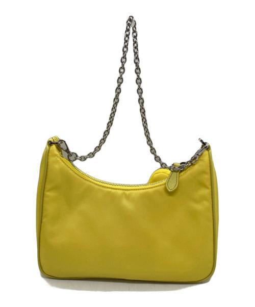 PRADA（プラダ）PRADA (プラダ) Re-Edition Re-Nylonトライアングルロゴプレートショルダーバッグ イエローの古着・服飾アイテム