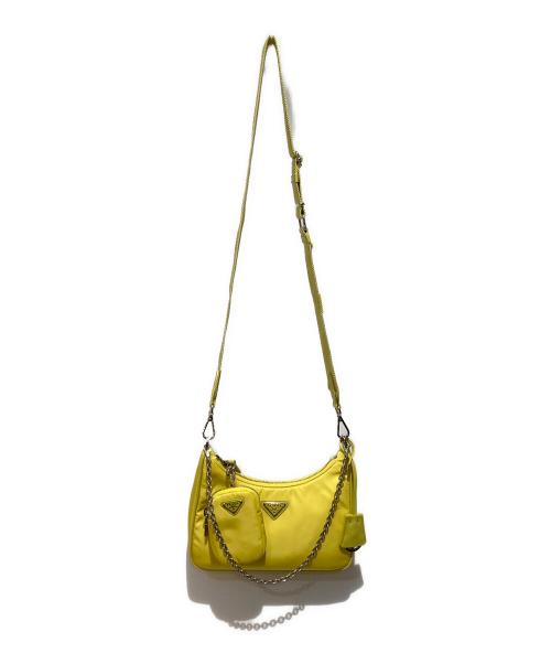 PRADA（プラダ）PRADA (プラダ) Re-Edition Re-Nylonトライアングルロゴプレートショルダーバッグ イエローの古着・服飾アイテム