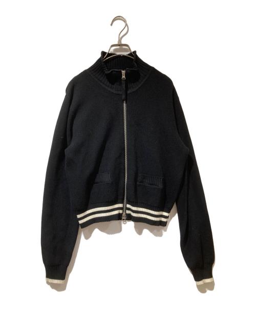 Matin Kim（マーティン・キム）Matin Kim (マーティン・キム) Spell Point Stripe Knit Cardigan ブラック サイズ:Mの古着・服飾アイテム