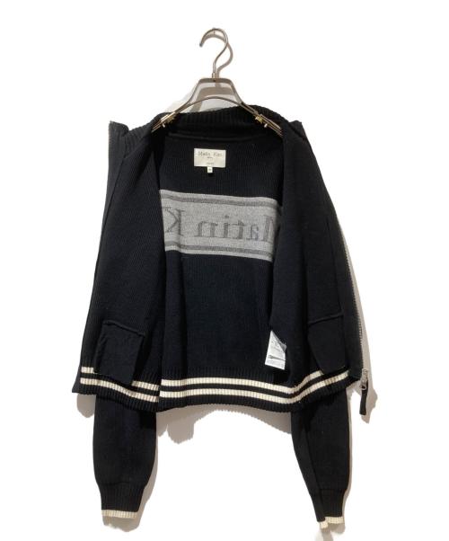 Matin Kim（マーティン・キム）Matin Kim (マーティン・キム) Spell Point Stripe Knit Cardigan ブラック サイズ:Mの古着・服飾アイテム