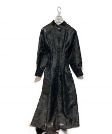 Ameri（アメリ）の古着「UND SHEER JACQUARD TUCK DRESS」｜ブラック